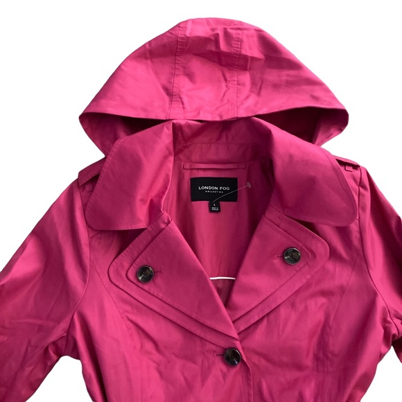 LONDON FOG Womens Pink Belted Trench Coat L - Picture 10 of 16